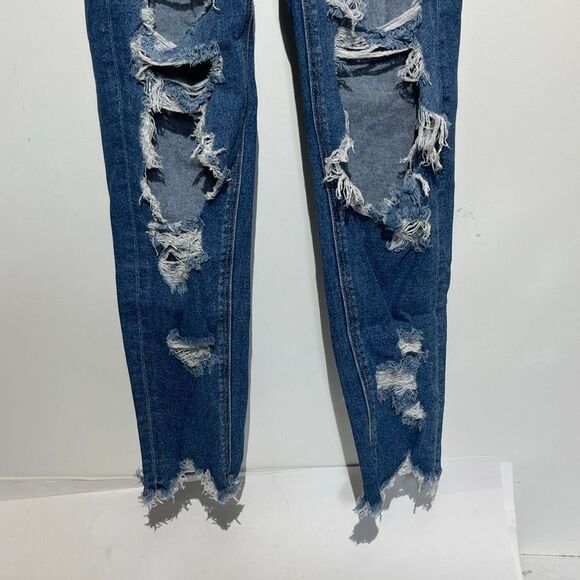 American Eagle Outfitters Women's Blue Stretch Skinny Distressed Jeans Size 0 - Picture 2 of 11